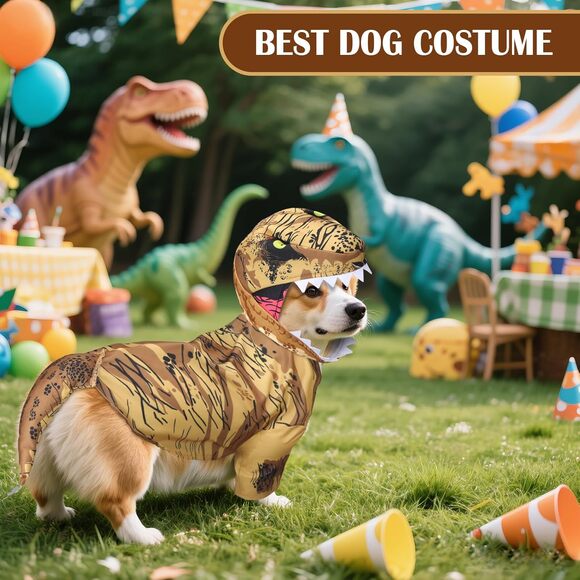 T Rex Dinosaur Dog Costume Medium Pet Halloween Outfit for Cats and Dogs - Picture 4 of 7